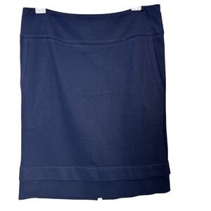 Cabi Womens Skirt 6 Pencil Navy Blue Layered Hem‎ Knee Length Career Office Suit